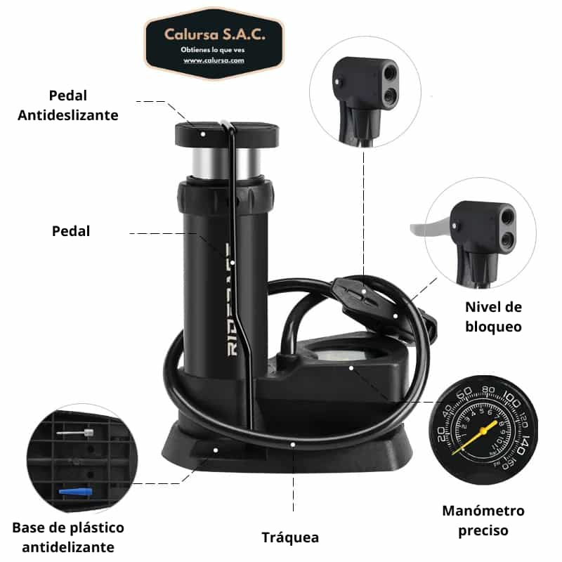 INFLADOR DE NEUMÁTICOS PARA PIE